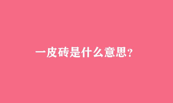 一皮砖是什么意思？