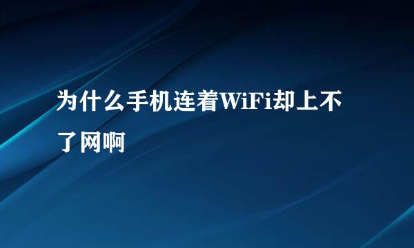 为什么手机连着WiFi却上不了网啊