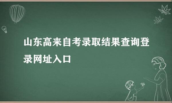 山东高来自考录取结果查询登录网址入口