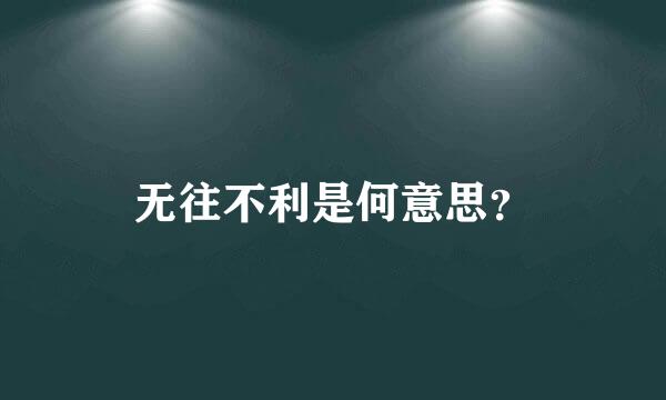 无往不利是何意思？