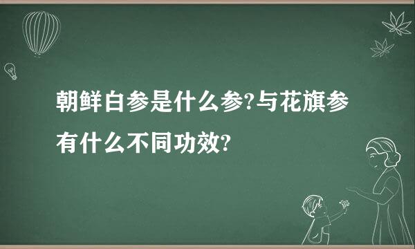 朝鲜白参是什么参?与花旗参有什么不同功效?