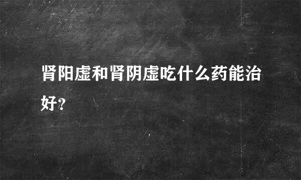 肾阳虚和肾阴虚吃什么药能治好？