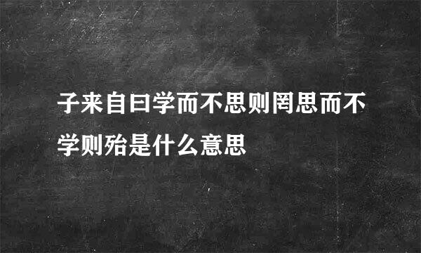 子来自曰学而不思则罔思而不学则殆是什么意思