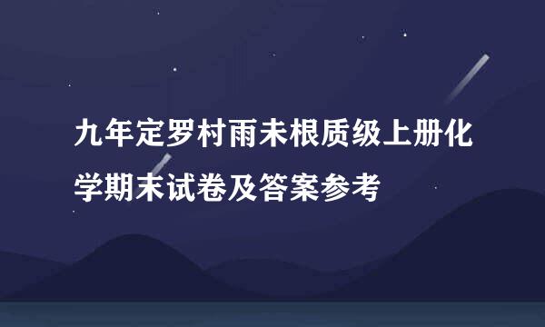 九年定罗村雨未根质级上册化学期末试卷及答案参考