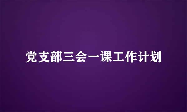 党支部三会一课工作计划