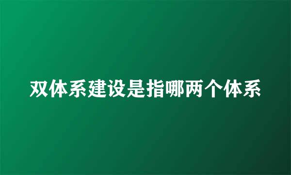 双体系建设是指哪两个体系