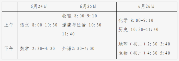 北京中考时间2023年时间表