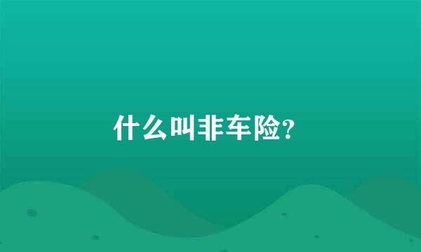 什么叫非车险？