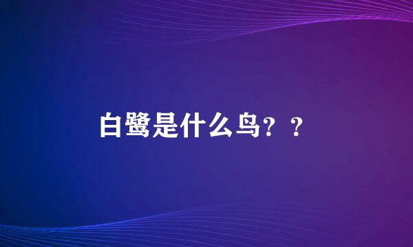 白鹭是什么鸟？？