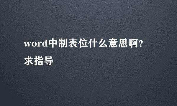 word中制表位什么意思啊？求指导