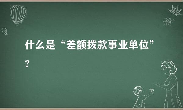 什么是“差额拨款事业单位”？