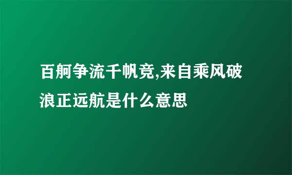 百舸争流千帆竞,来自乘风破浪正远航是什么意思