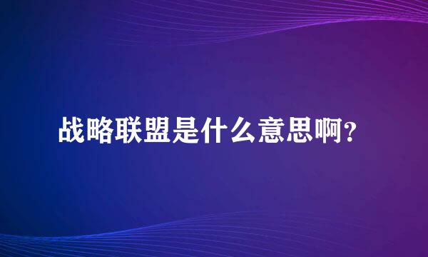 战略联盟是什么意思啊？