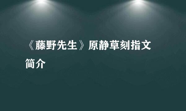 《藤野先生》原静草刻指文 简介