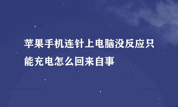 苹果手机连针上电脑没反应只能充电怎么回来自事