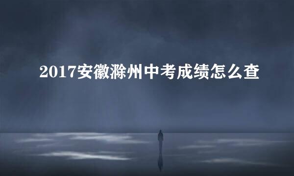 2017安徽滁州中考成绩怎么查