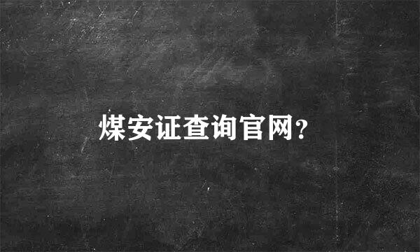 煤安证查询官网？