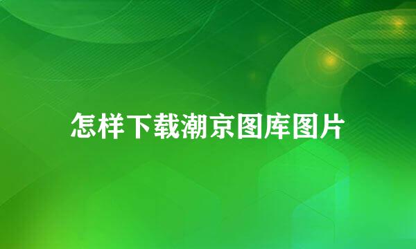 怎样下载潮京图库图片