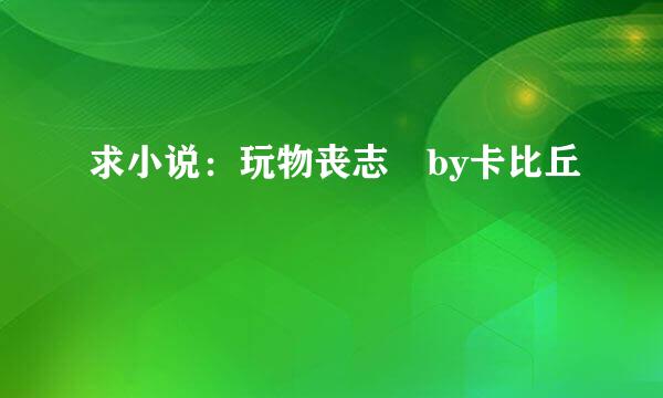 求小说：玩物丧志 by卡比丘