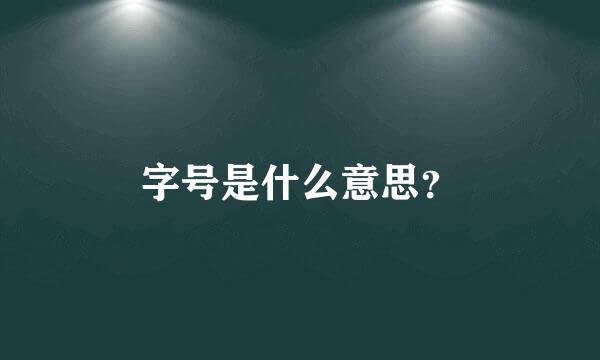 字号是什么意思？