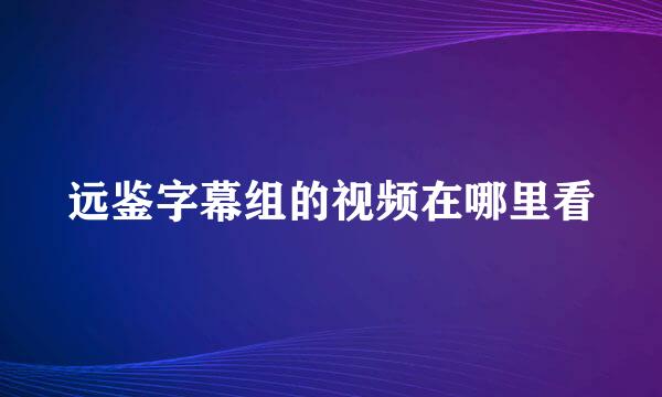 远鉴字幕组的视频在哪里看