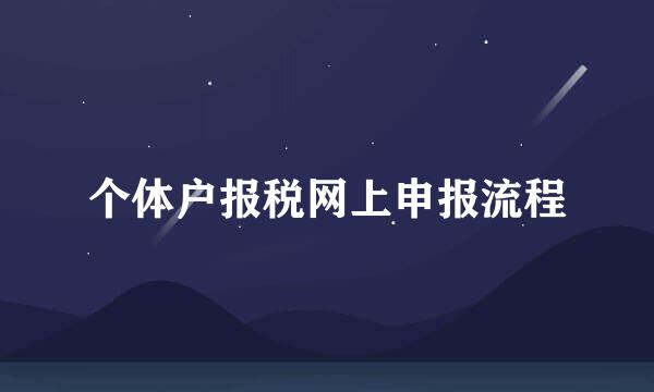 个体户报税网上申报流程