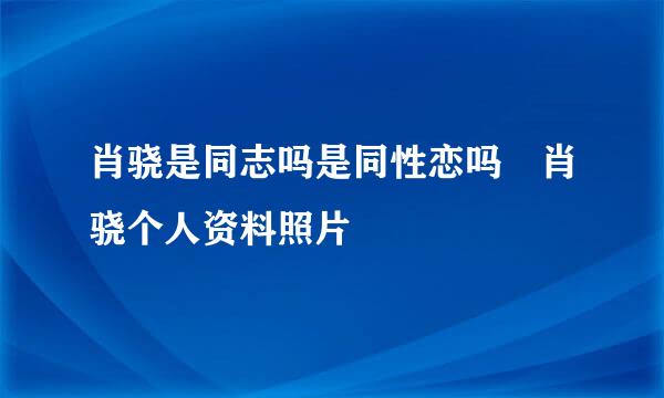 肖骁是同志吗是同性恋吗 肖骁个人资料照片