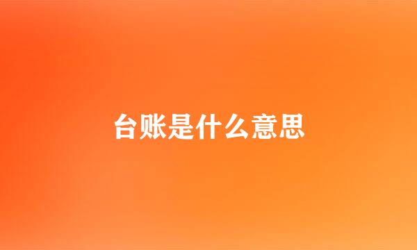 台账是什么意思