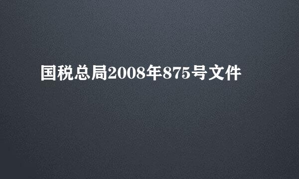 国税总局2008年875号文件