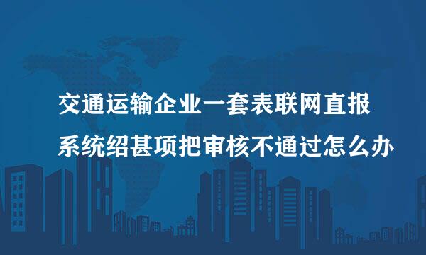 交通运输企业一套表联网直报系统绍甚项把审核不通过怎么办