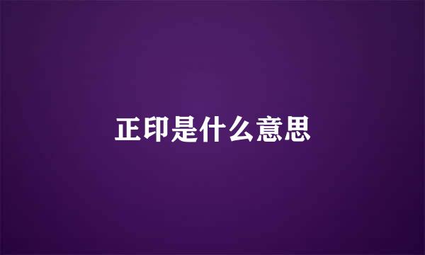 正印是什么意思