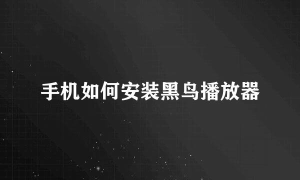 手机如何安装黑鸟播放器