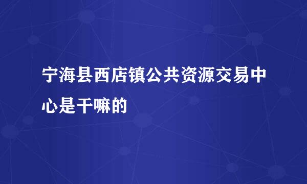 宁海县西店镇公共资源交易中心是干嘛的