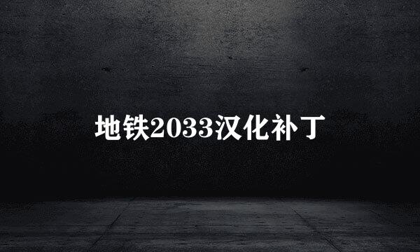 地铁2033汉化补丁