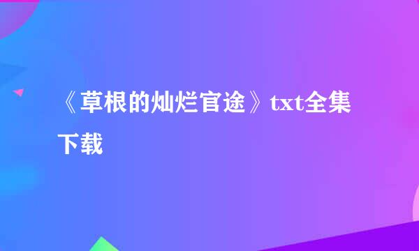 《草根的灿烂官途》txt全集下载