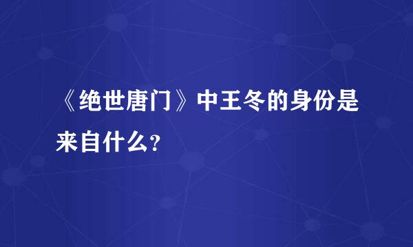 《绝世唐门》中王冬的身份是来自什么？