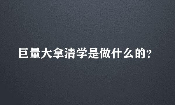 巨量大拿清学是做什么的？