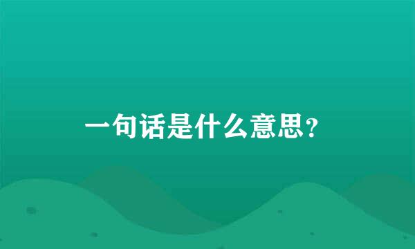 一句话是什么意思？