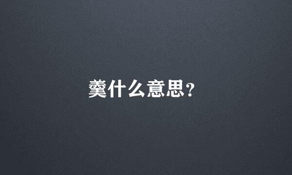 羹什么意思？