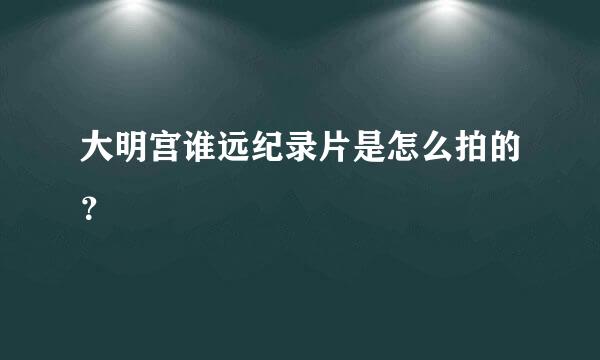 大明宫谁远纪录片是怎么拍的？