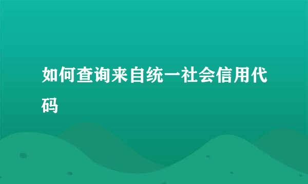 如何查询来自统一社会信用代码