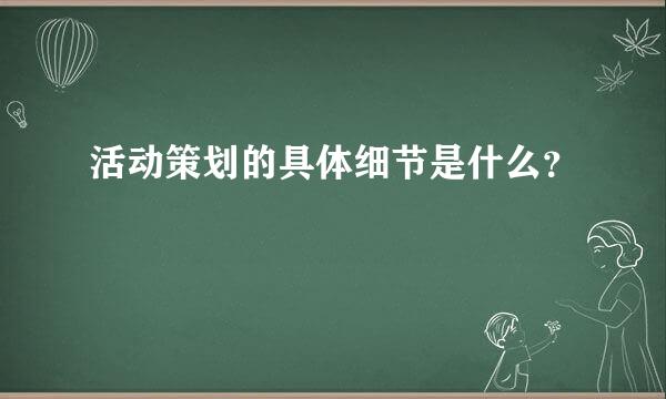 活动策划的具体细节是什么？