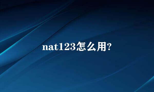 nat123怎么用?