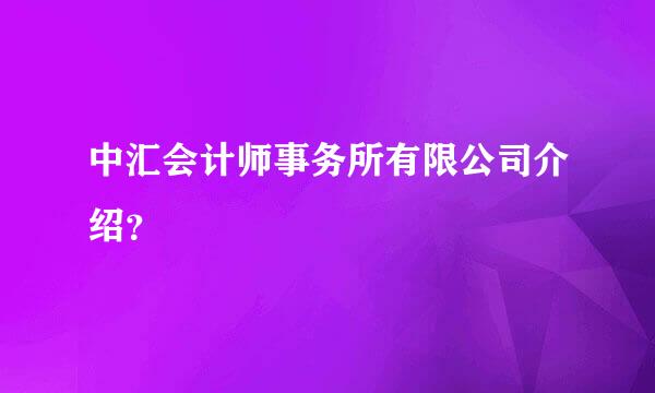 中汇会计师事务所有限公司介绍？