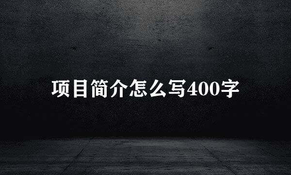 项目简介怎么写400字