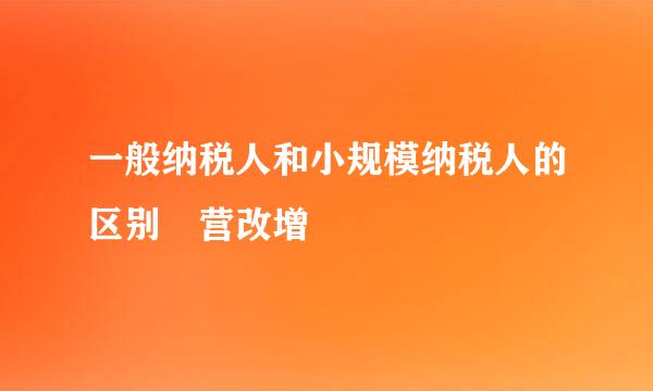 一般纳税人和小规模纳税人的区别 营改增