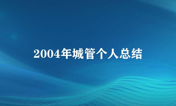 2004年城管个人总结