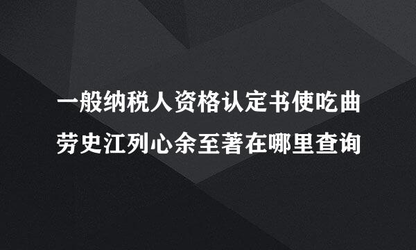 一般纳税人资格认定书使吃曲劳史江列心余至著在哪里查询