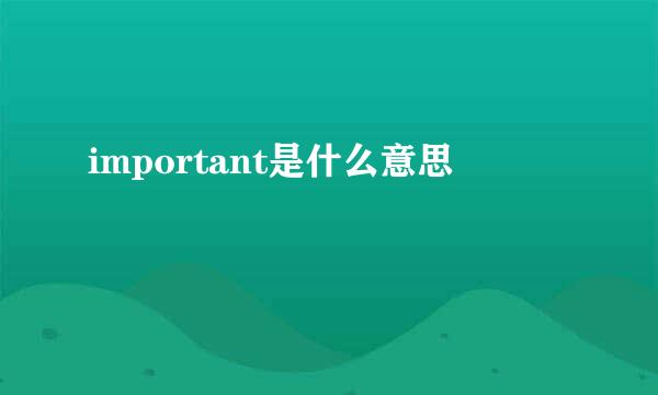 important是什么意思