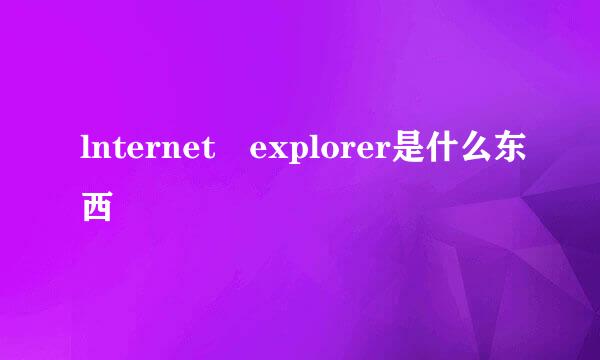 lnternet explorer是什么东西